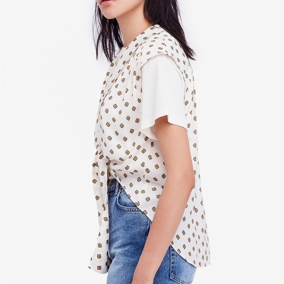 💥Free People Printed Tie-Front Top - Picture 5 of 8